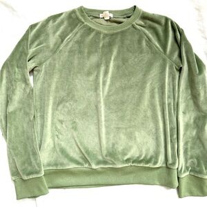 J.Crew Crewcuts girls green velour sweatshirt crewneck size 10 12
